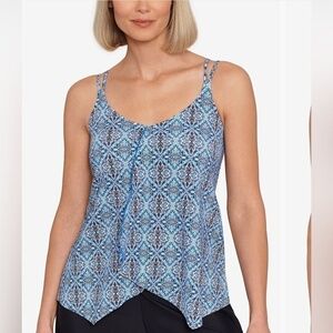 Swim Solutions Women's Handkerchief-Hem Tankini‎ Top, Size 18